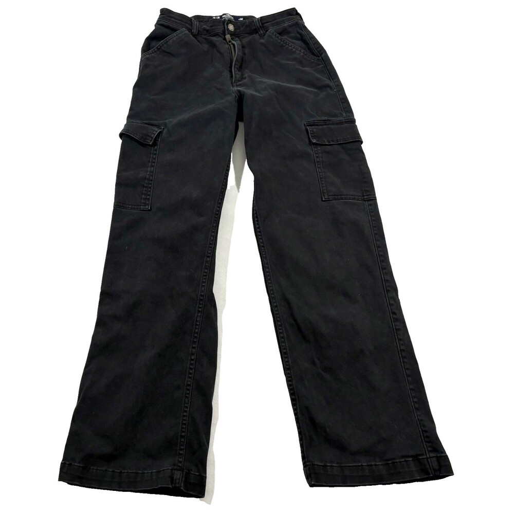 Hollister Ultra Hi-Rise Dad Cargo Pant Gorpcore Painter Black Straight Sz 26R